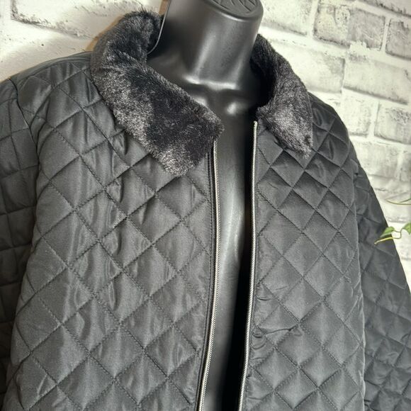 NWT Kim Rogers Black Puffer Fleece Collared Jacket Coat Size Medium - Picture 6 of 7